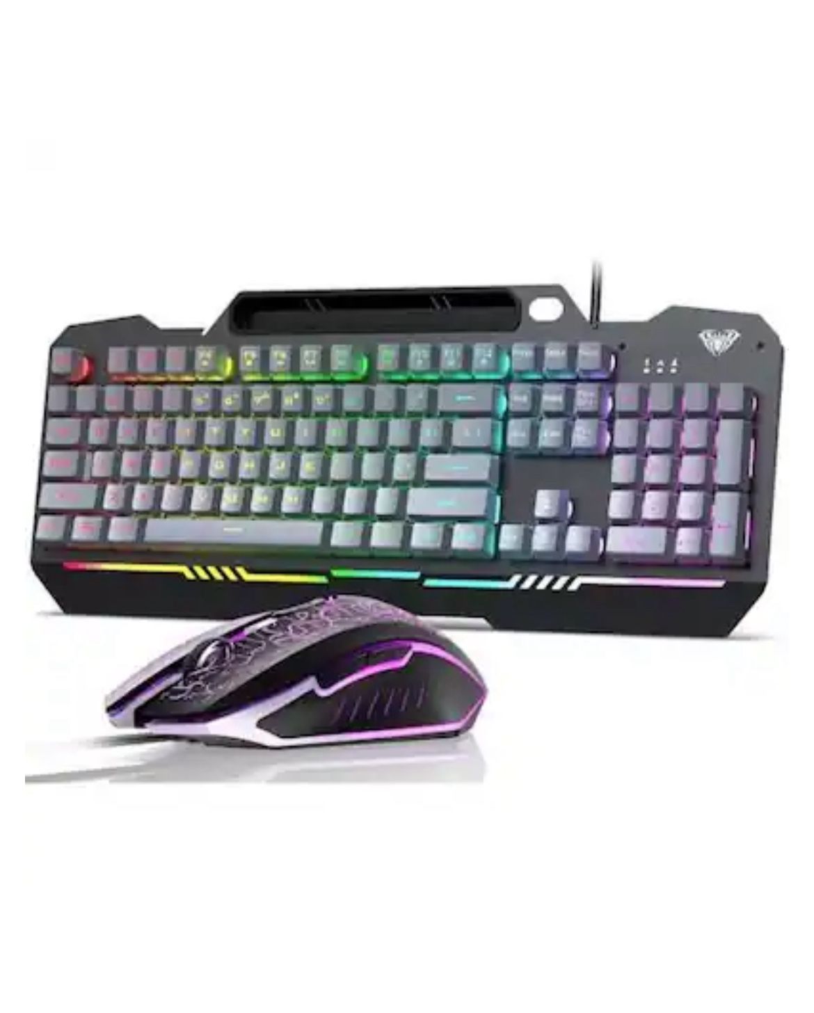 AULA Gaming Keyboard, T102 104 Keys Gaming Keyboard and Mouse Combo with RGB Backlit, All-Metal