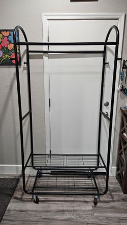 Clothes Rack for Hanging Clothes, 100% Stainless Steel Clothes Garment, Portable Sturdy Clothes Rack, Extendable Rolling Garment Rack with Wheels, Fre
