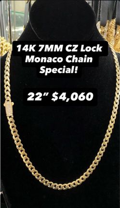 14K 7MM 22” Monaco  Chain