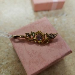 10k Yellow Gold Amethyst Leaf Pendant