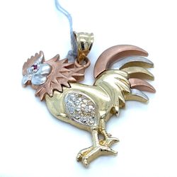 14KT Tri Color Rooster Pendant 5.20g 172805/14