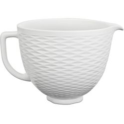 Kitchen Aid Basket Weave Style White Ceramic Mixer Bowl With Handle 