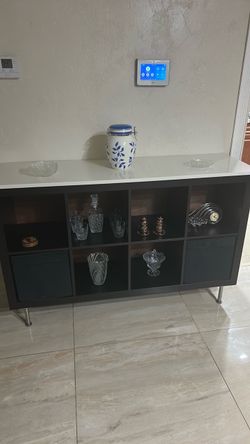 Dark Gray Cube Shelving Unit with Metal Legs