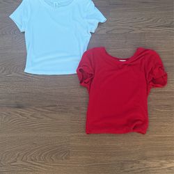 2 shirts Red and White.  Both size: Large
