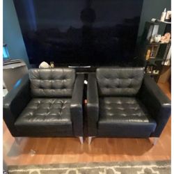 Black Leather Sofa 