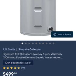 NEW Signature 100 28-Gallons Lowboy  4500-Watt Double Element Electric Water Heater