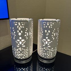 Two White Lamps with Beautiful  Cutout Design 