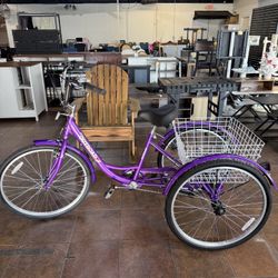 Adult Tricycle, 26 inch 7 Speed Cruiser Trike, 3 Wheel Bikes with Large Basket for Seniors, Women, Men, Adult Trikes for Shopping Picnic Outdoor Sport