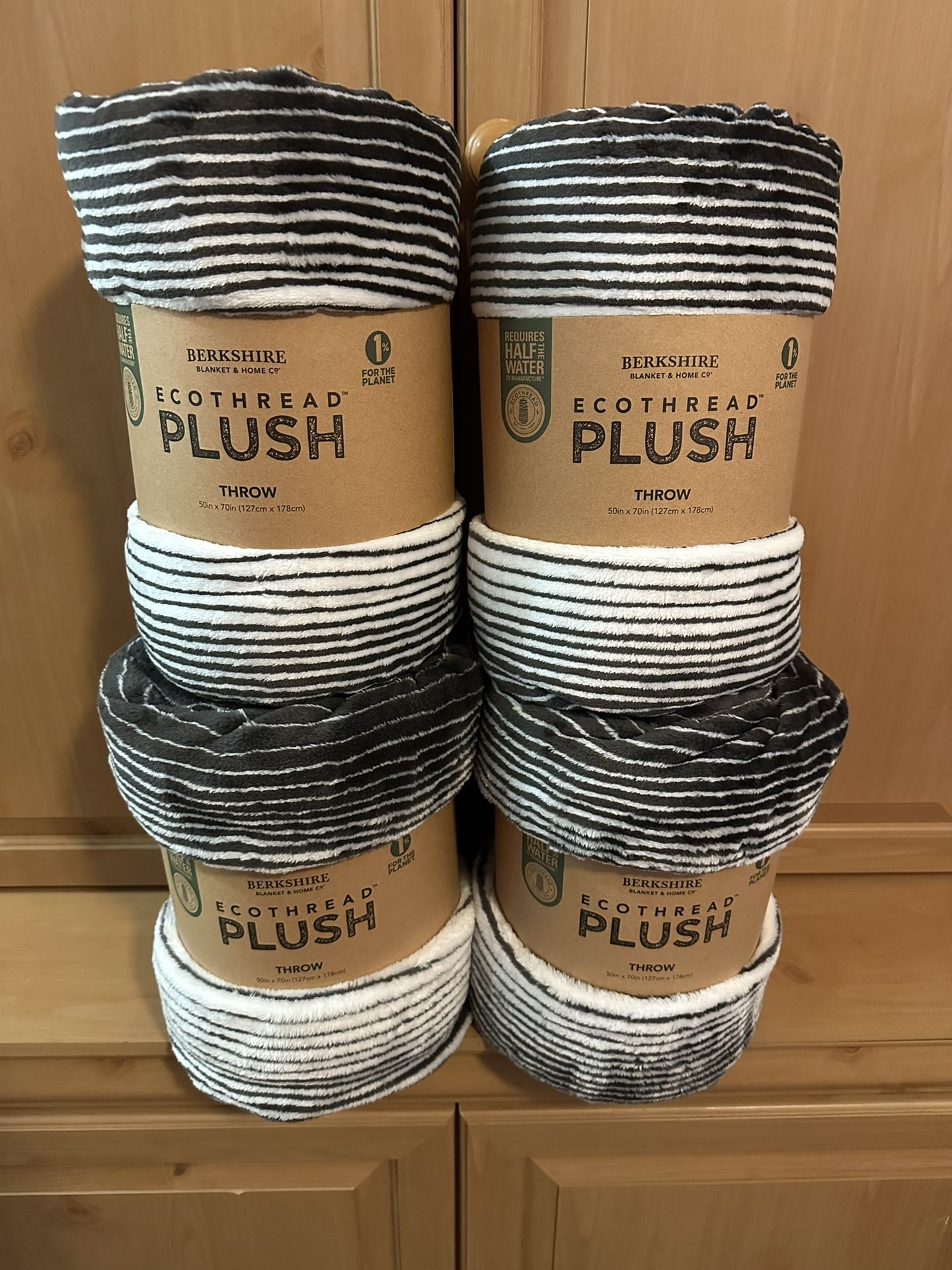Berkshire Blanket EcoThread TM Plush Throw Gray Ombre Stripe size 50" X 70"