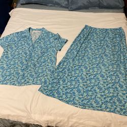 Josephine Chaus Sport Blue Floral Skirt Set Size M Medium