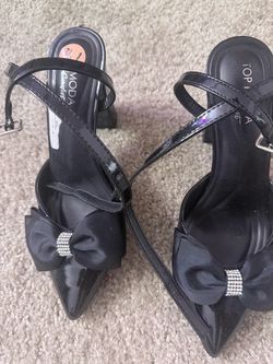 Black Patent Heels with Bow Detail