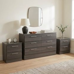Dresser + 2 Nightstands Bedroom Set | Gray Wood Finish (Delivery Available!! )