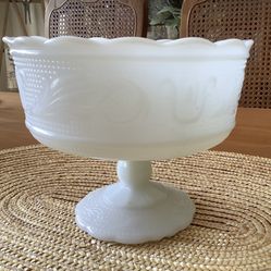 Vintage Milk Glass•Footed Compote Bowl by E. O. Brody•Cleveland USA•Measurements in Photos