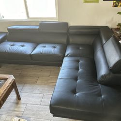 Black Faux Leather Couch 