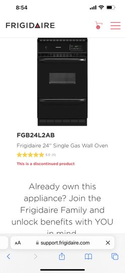 Single Unit Gas Oven Frigidaire