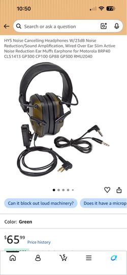 HYS Noise Cancelling Wired Ear Muffs Headset