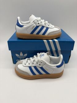 Adidas Toddler TD Samba OG White Blue Size 5K Shoes New!