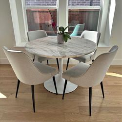 Marble dining table + 4 chairs