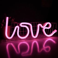 Love Neon Signs, Pink Love LED Neon Lights Charge by USB/Battery for Girls Room Wall Signs, Mother's Day, Valentine's Day Gift, Birthday, Wedding Part