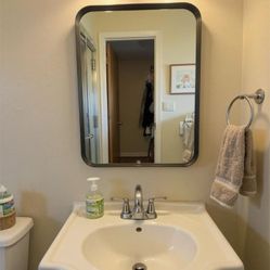 Modern Black Framed Bathroom Mirror - Excellent Condition