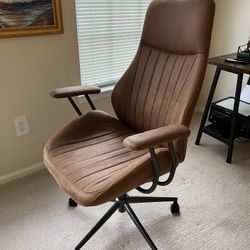 Suede Executive Ergonomic Office Computer Chair - Camel Tan Brown Like New Big & Tall