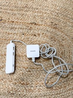Philips USB Slim Charger, 2 USB-A, 1 USB-C, 5ft Braided Extension Cable