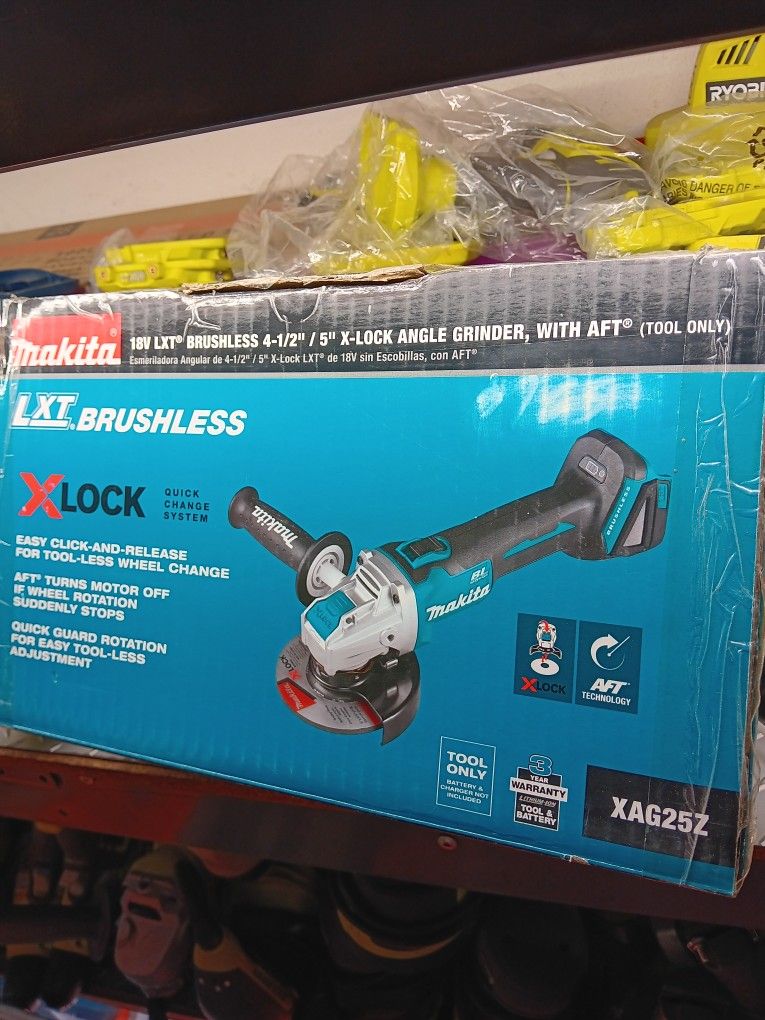 Makita 18V LXT Brushless 4-1/2"/5" X-LOCK Angle Grinder, with AFT. Tool-Only 