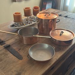 Copper pans, vintage Benjamin and Medwin Inc.