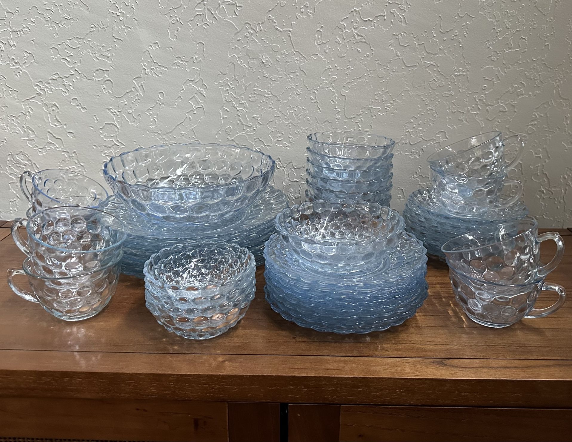 1940’s “Bubble Blue” by Anchor Hocking - 45 Piece Set
