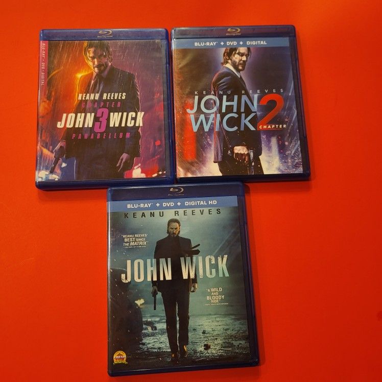 $15 BLU RAY , JOHN WICK COLLECTION. BLU RAY  / DVD COMBO  ONLY NO DIGITAL  $15 OR TRADE FOR  MOVIE TITLES I DO NOT ALREADY OWN.