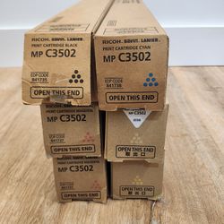 6 Genuine Ricoh Savin Lanier Full Set MP C3502 CMYK Print Toner Cartridge 841735