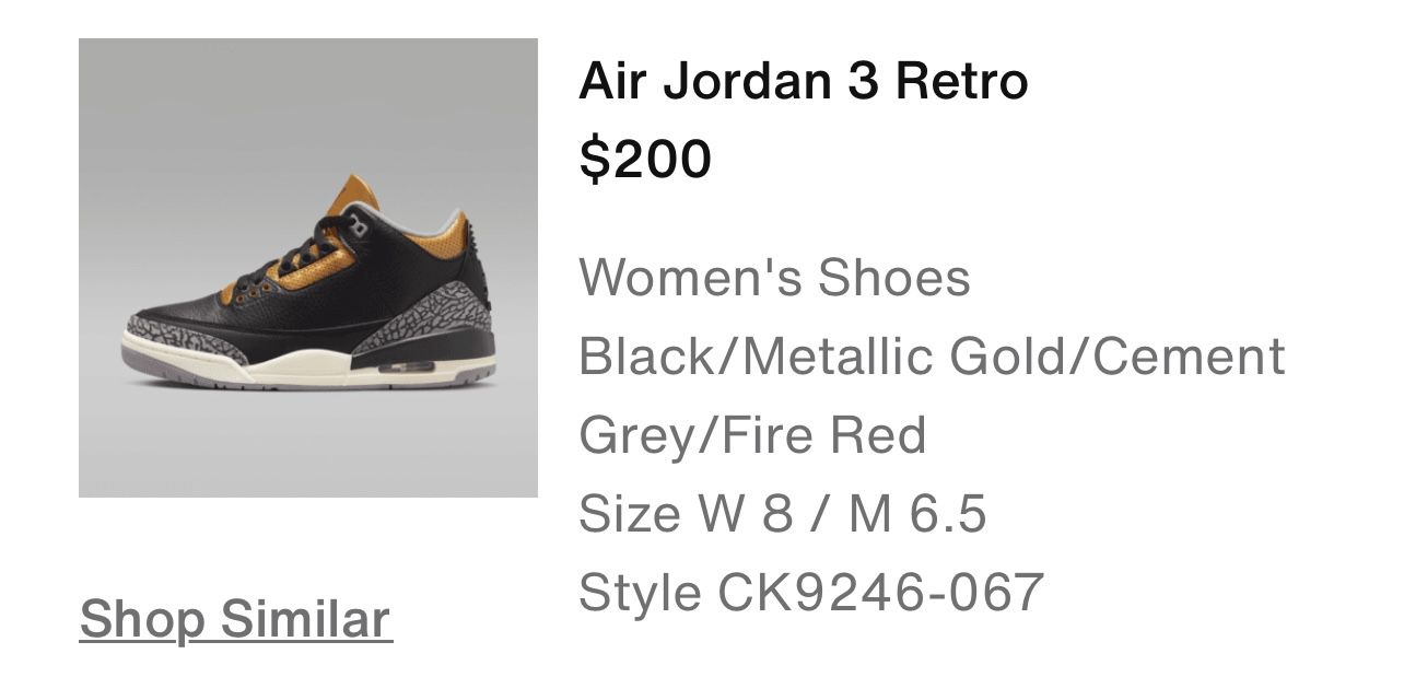 Women’s Jordan 3 Retro Size 8