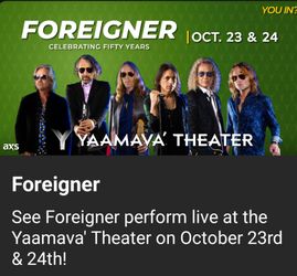 Foreigner Concert Tickets – Oct 23 & 24