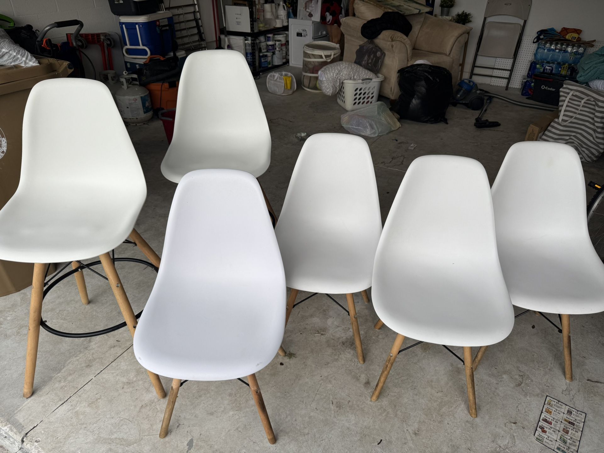 4 dining room chairs, 2 taller chairs for the counter