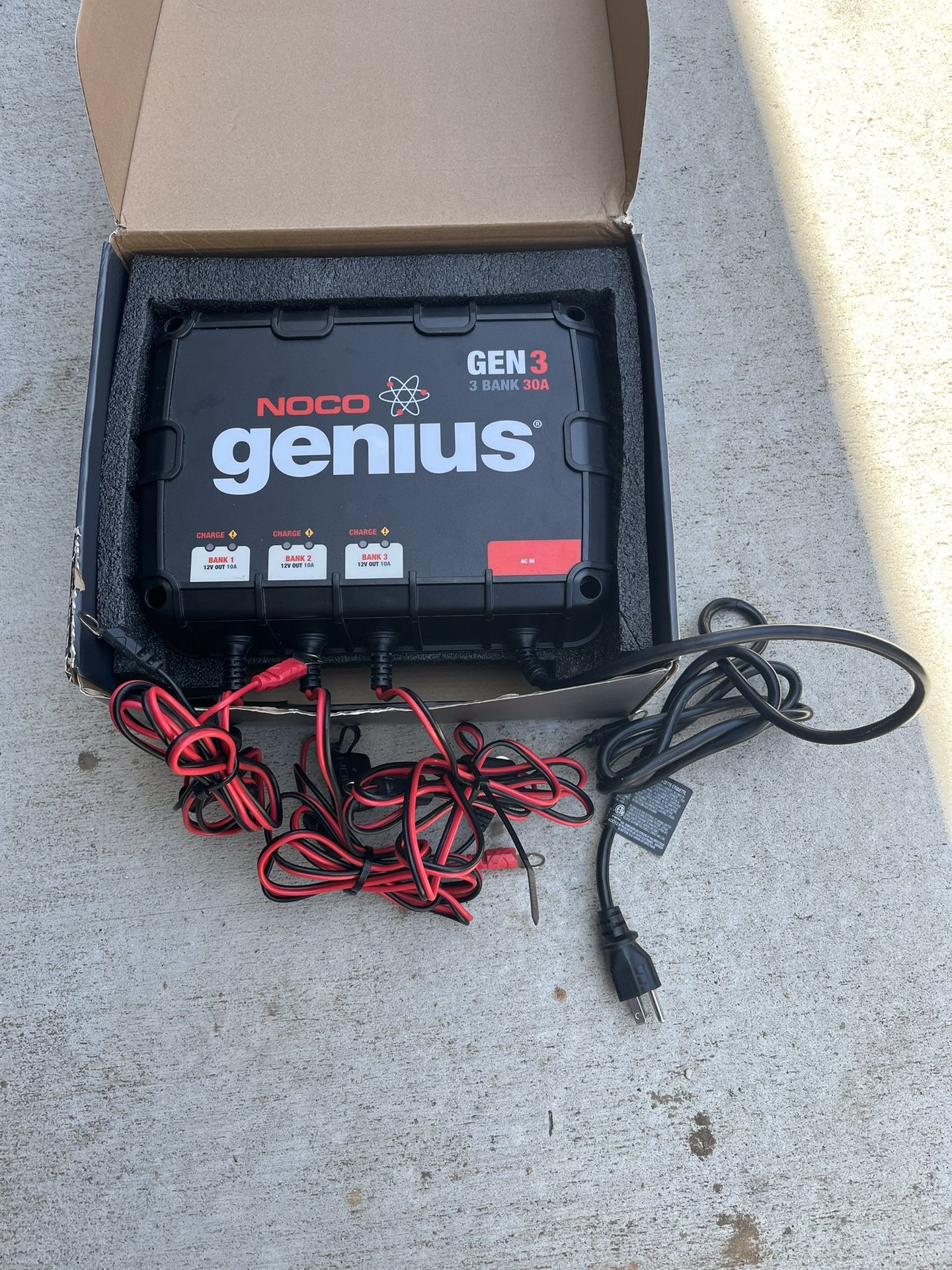 Three bank battery charger