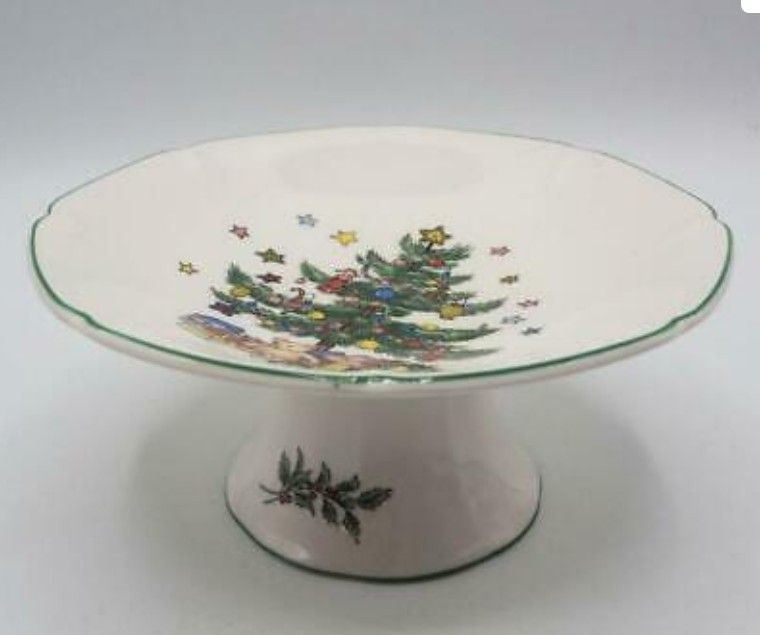 Vintage 1980's Nikko Christmastime Compote Footed Pedestal 6" Candy Dish