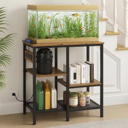 20-29-37 Gallon Fish Tank Stand with 3 Power Outlet 2 USB Port