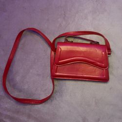 Red and Pink shoulder bag with silver hardware accessories