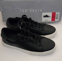 New in box Ted Baker Men's Leather Sneakers (Model 1907790, size US 8.5 in black