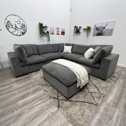 Thomasville Lowell 6-piece Fabric Modular Sectional (Gray) *FREE DELIVERY 🚚* 