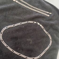 925 Silver Diamond Cut Chain And Bracelets 