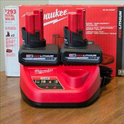 M12 5.0 High Output batteries plus charger kit Milwaukee