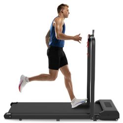 Home Fitness Code 2 in 1 Folding Treadmill, Under Desk Treadmill with Remote Control and LCD Display, Installation-Free, Compact Treadmill for Home/Of