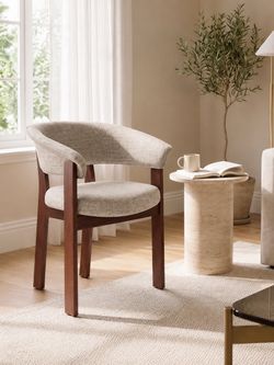 Brand New Accent Chair – Beige Upholstered with Wood Frame