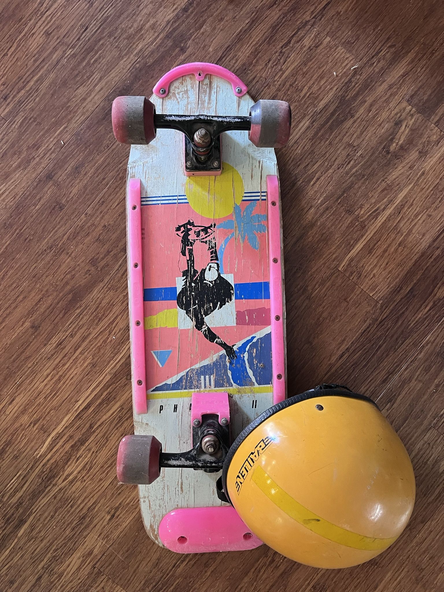 Vintage Skateboard + Classic Helmet Combo - $120 (Bundle Deal)