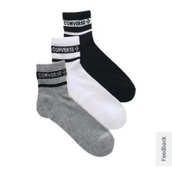Converse Ladies 3piece Flat Knit Quarter Socks 