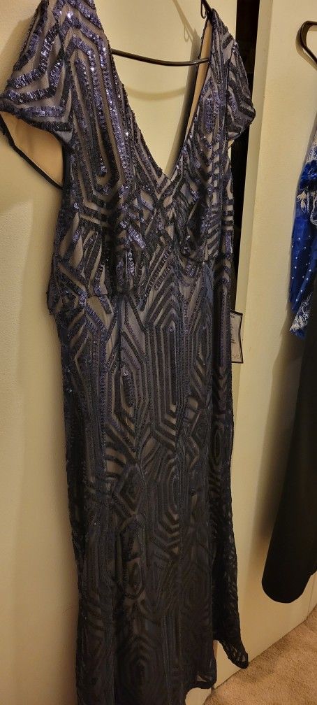 Beautiful Navy Blue Sequin Dress Size 20