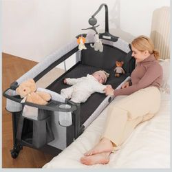 ELEMARA 4 in 1 Baby Bassinet Bedside Crib with Diaper Changer