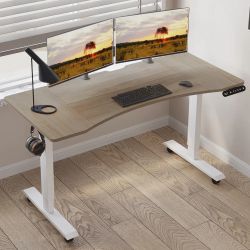 Electric Height Adjustable Standing Desk - Beige/White