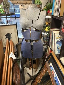 Antique Adjustable Metal Dress Form Mannequin Cast Iron Stand